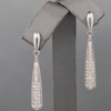 Sparkly Elongated Teardrop Pave' Set Diamond Earrings in 14k White Gold