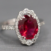 Handcrafted Rubellite Tourmaline and Diamond Cocktail Ring in 18k White Gold