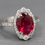 Handcrafted Rubellite Tourmaline and Diamond Cocktail Ring in 18k White Gold