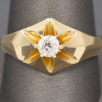 Lovely Antique Victorian Old European Cut Diamond Belcher Set Engagement Ring in 14k Yellow Gold