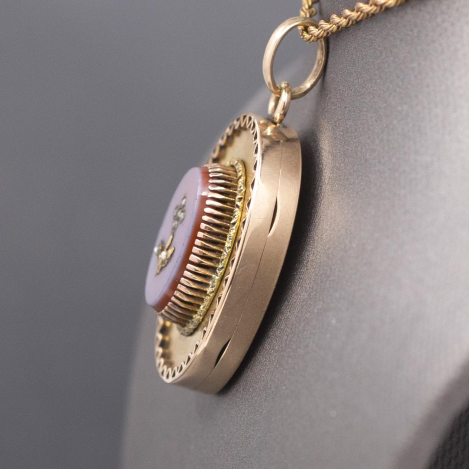 Antique Victorian Rose Cut Diamond Flower Locket in 14k Yellow Gold