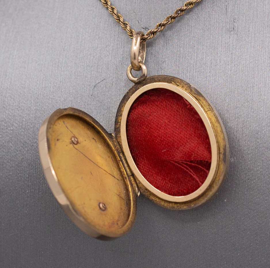 Antique Victorian Rose Cut Diamond Flower Locket in 14k Yellow Gold