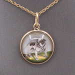 Antique Essex Crystal Bulldog Pendant In 14k Yellow Gold