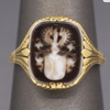 Antique Victorian Hand Carved Hardstone Crest Signet Ring in 14k Yellow Gold