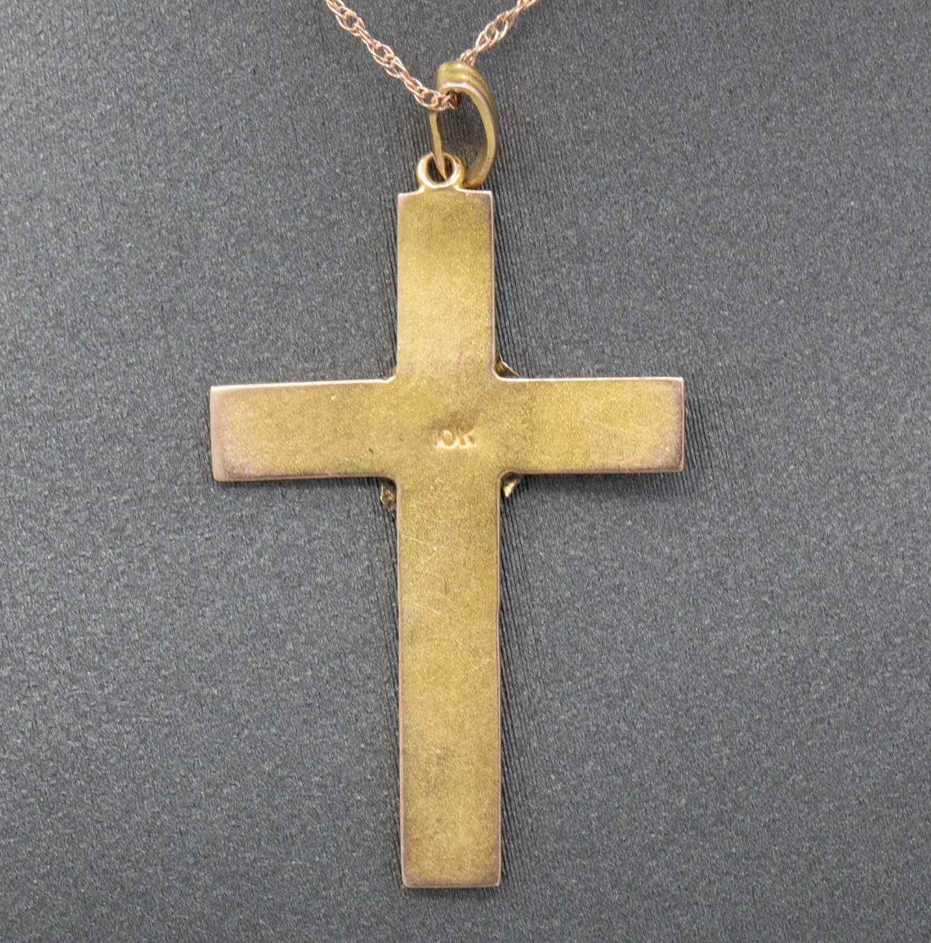 Delicate Antique Victorian Christian Cross Pendant Necklace in 10k Gold