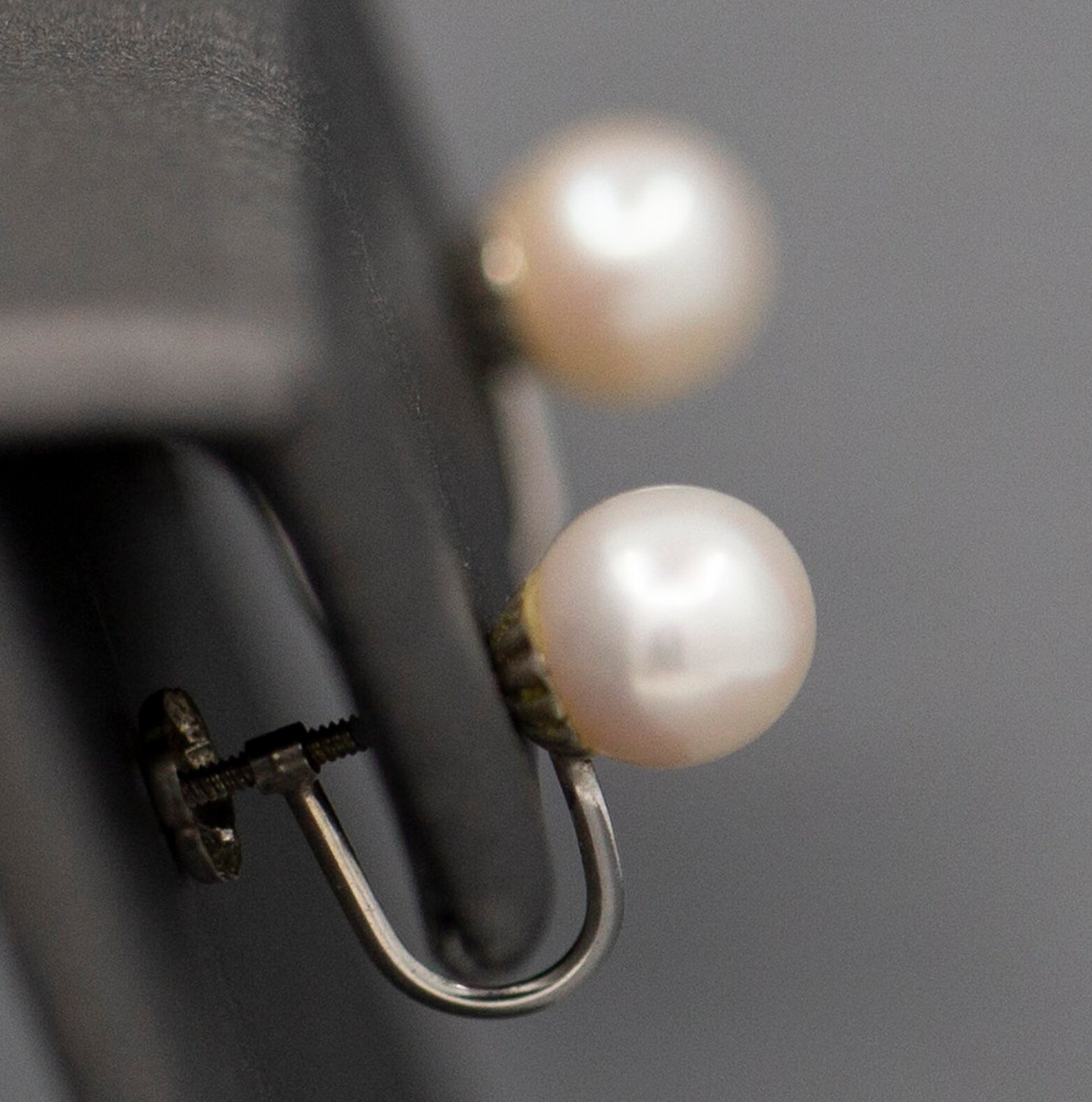 Vintage 7.5mm Akoya Pearl Screwback Earrings in 14k White Gold, Classic Akoya Pearl Stud Earrings, Saltwater Pearl Earrings, Screw Back