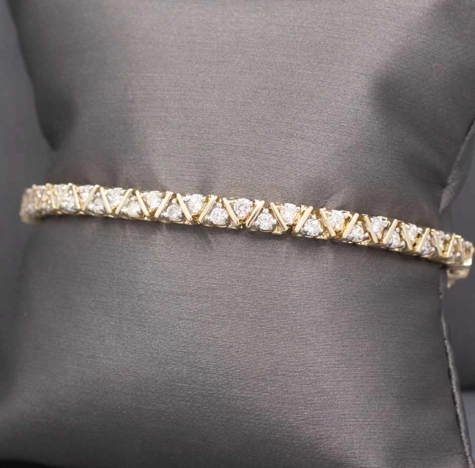 Unique 4.06cttw Diamond Tennis Bracelet in 14k Yellow Gold 8 1/8"