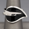 La Nouvelle Bague Black Enamel and Diamond Leaf Wrap Ring in 18k White Gold