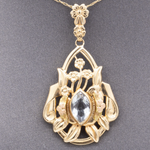 Vintage Bezel Set Aquamarine Pendant Necklace in 14k Yellow Gold