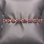 Sparkling Vintage Rhodolite Garnet Tennis Bracelet in 14k Yellow Gold