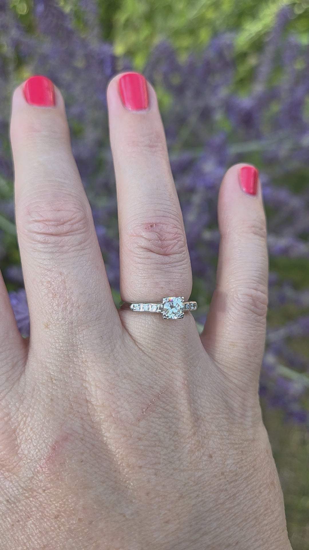 Sparkling Vintage Mid-Century Diamond Engagement Ring in Platinum