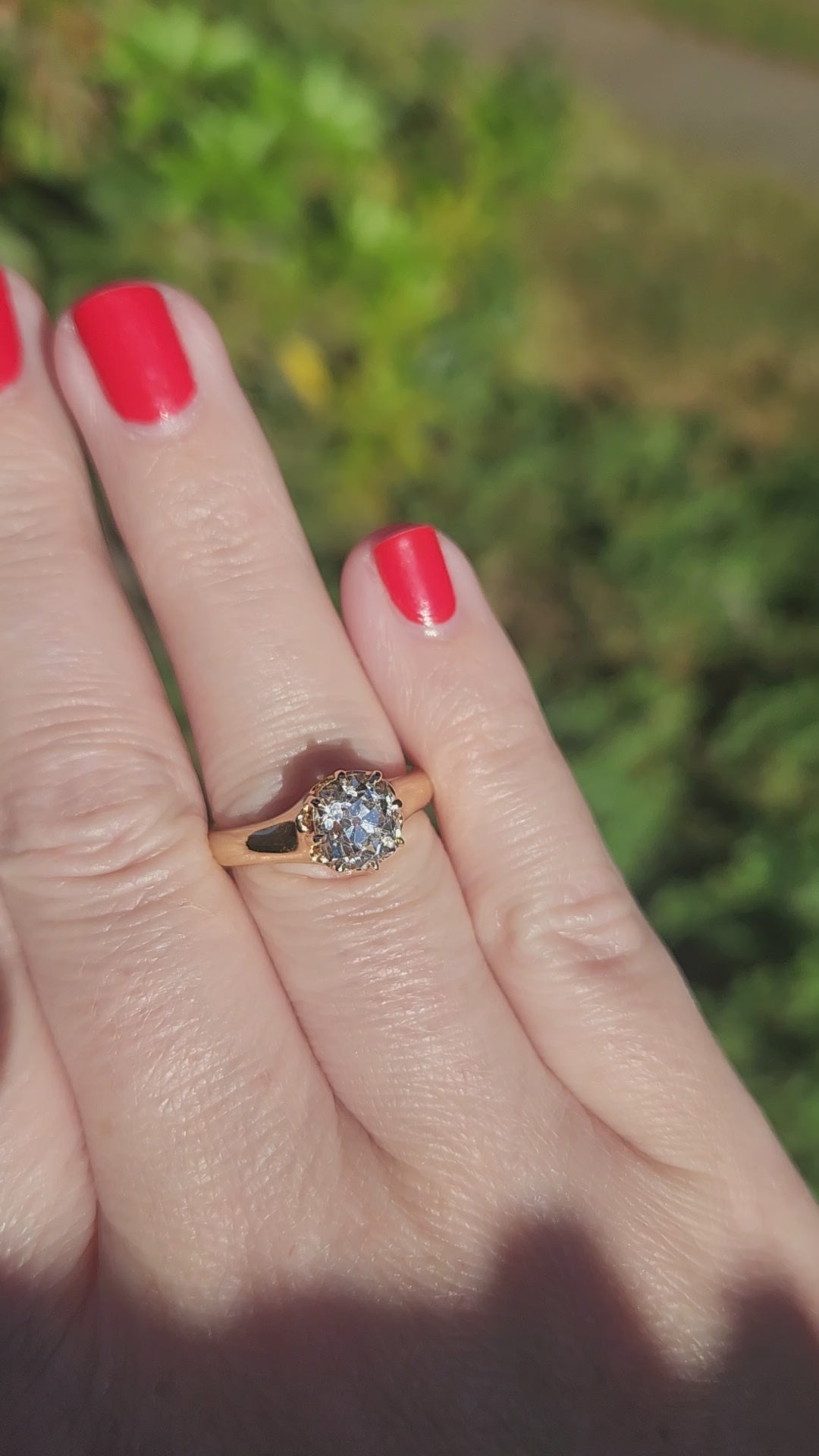 Antique GIA Certified Old Mine Cut Diamond Solitaire Engagement Ring from 1883