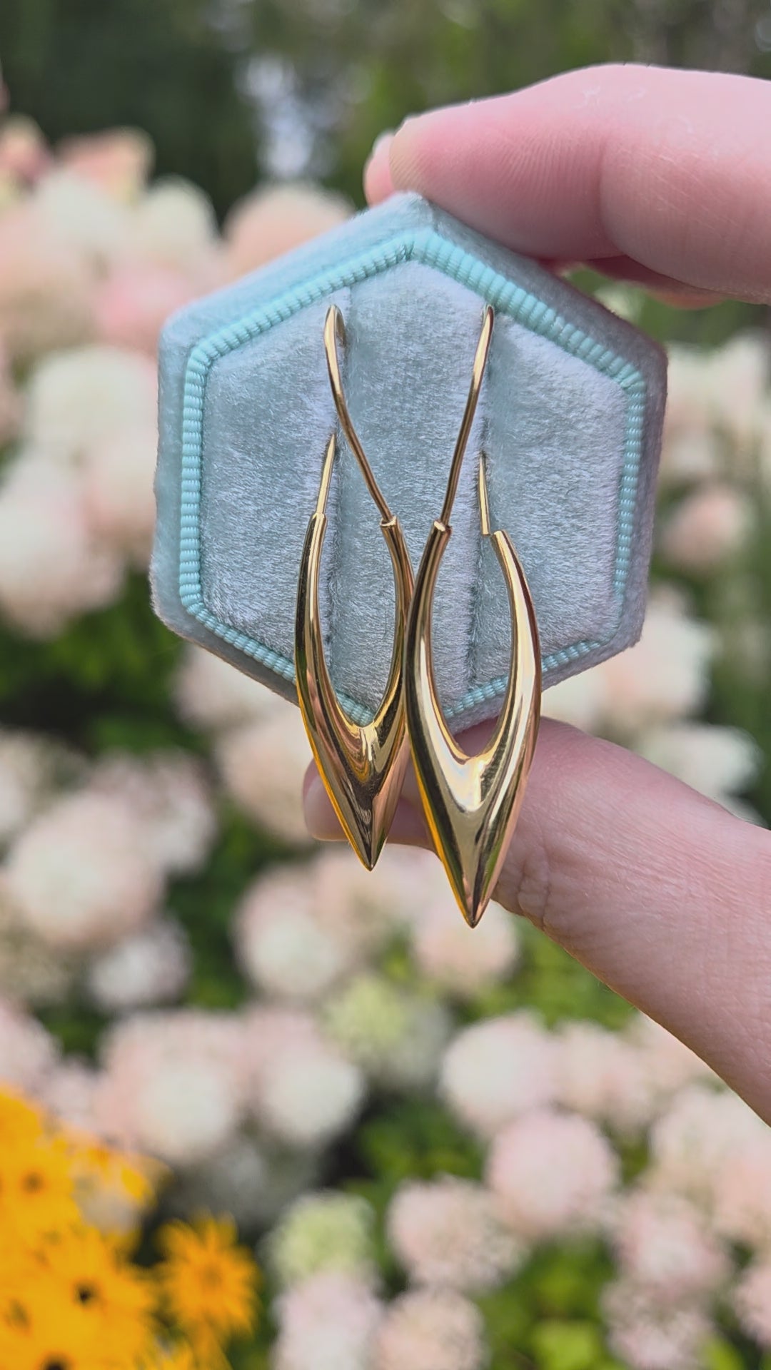 Modernist Long Geometric Twist Earrings in 18k Yellow Gold