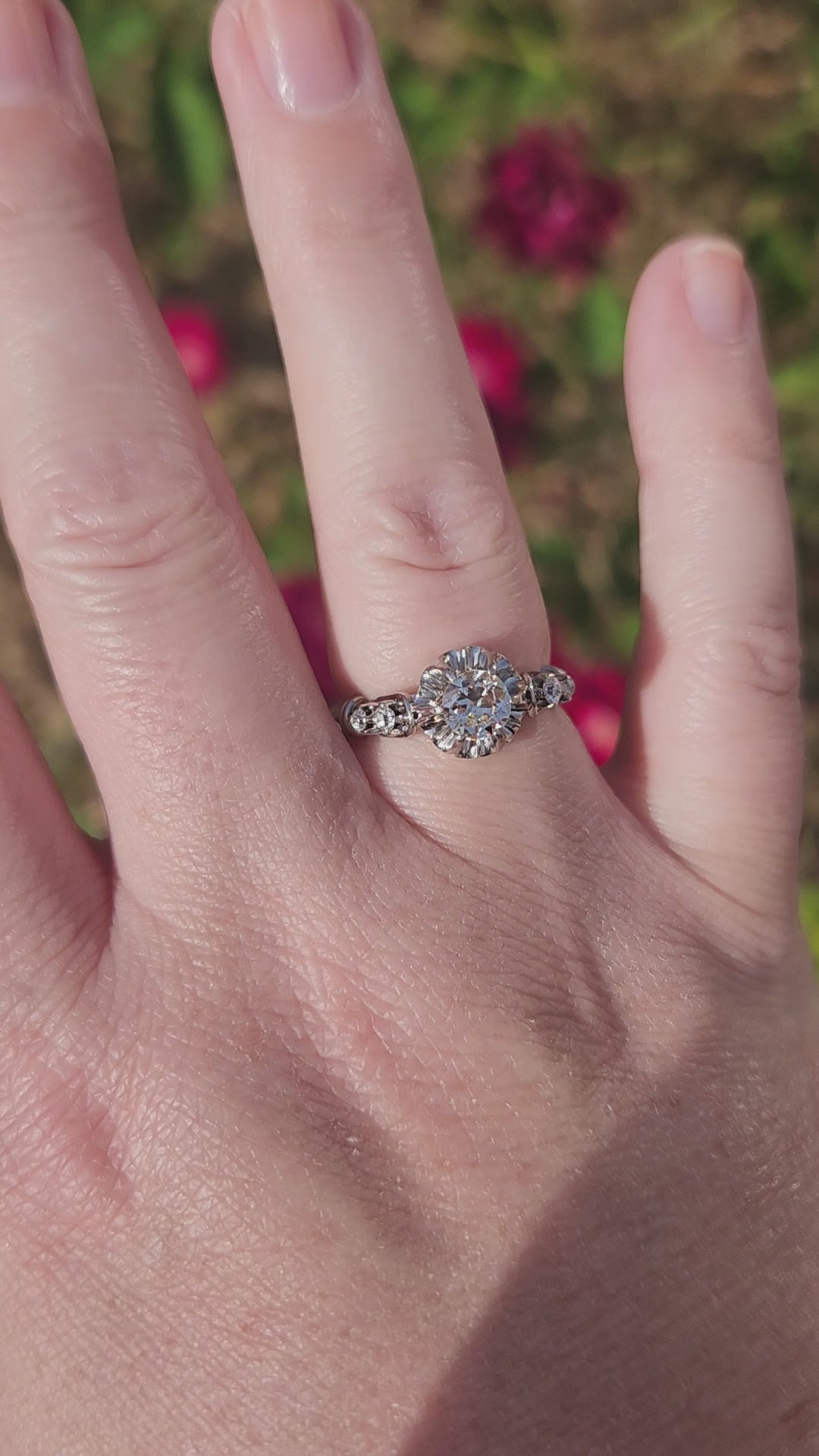 Antique Old European Cut Diamond Engagement Ring in Platinum