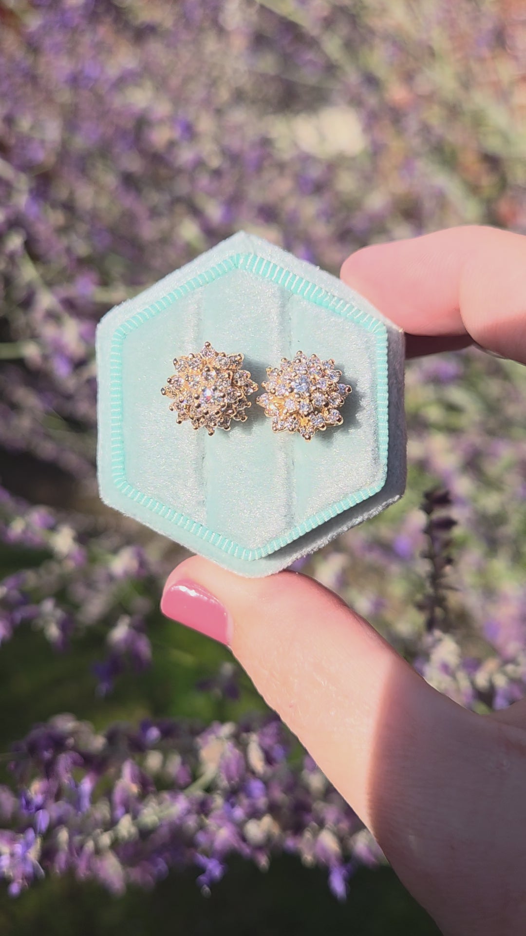 Sparkling Diamond Cluster Stud Earrings in 14k Yellow Gold