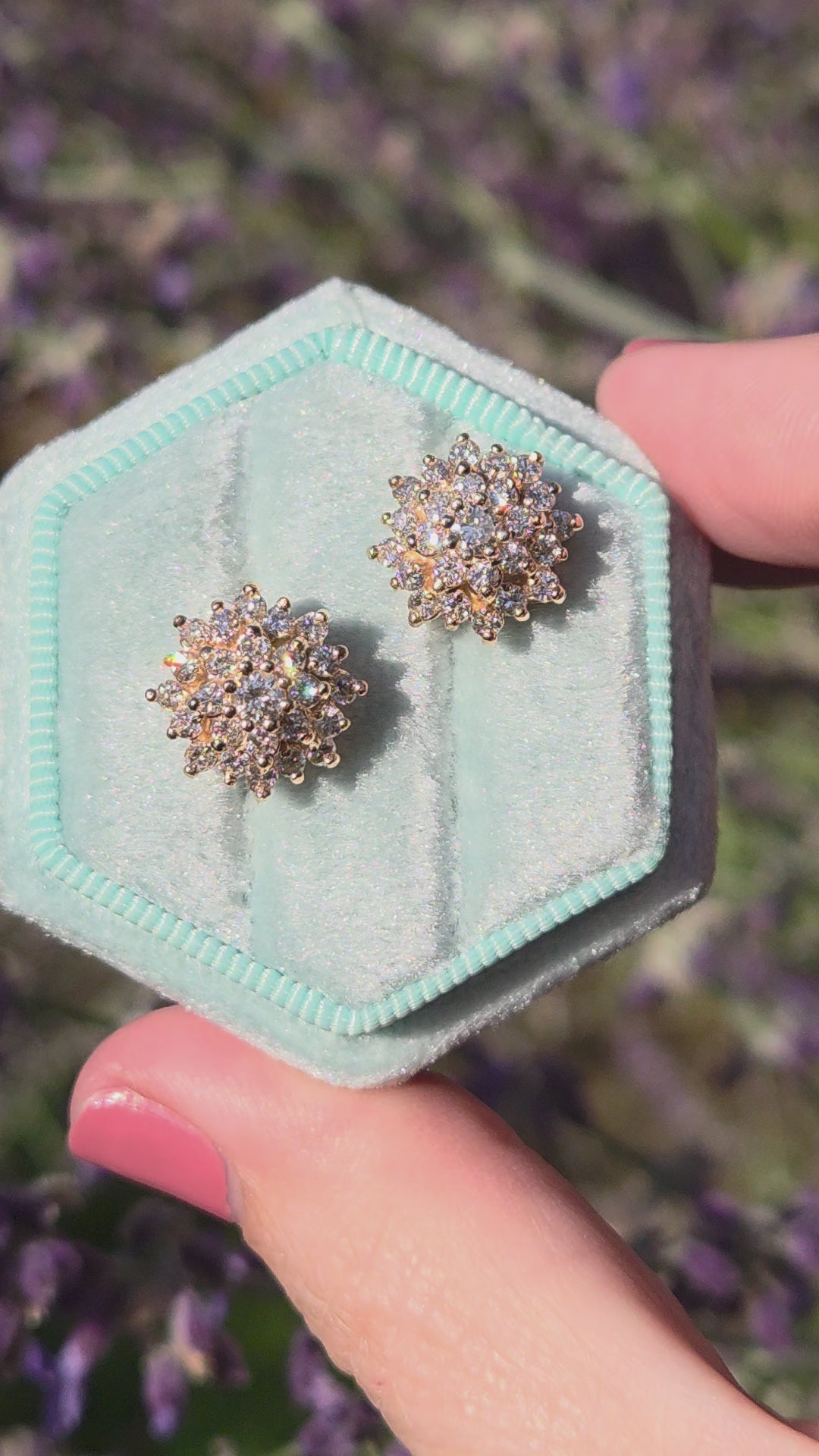 Sparkling Diamond Cluster Stud Earrings in 14k Yellow Gold