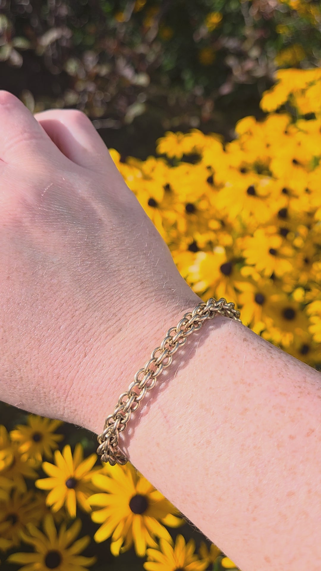 Vintage Double Rolo Chain Bracelet in 14k Yellow Gold 