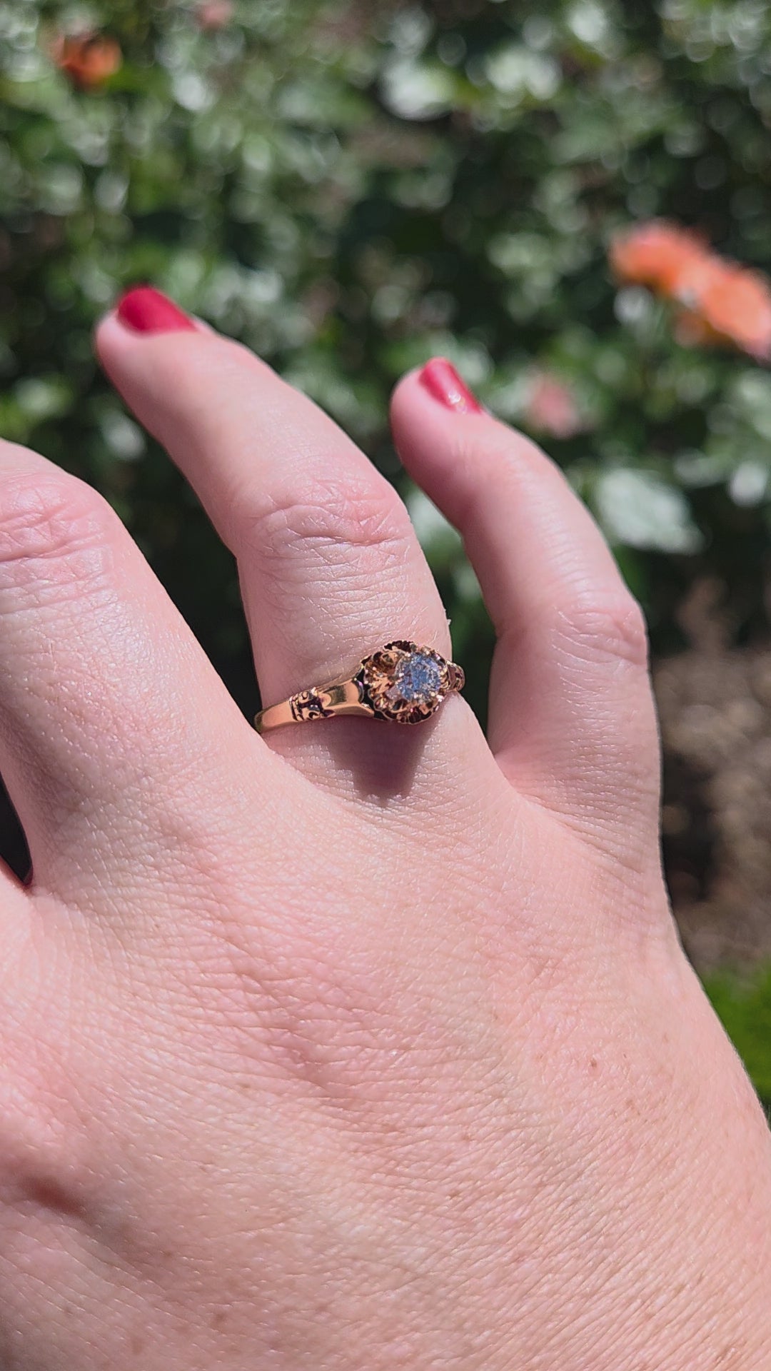 Victorian Old European Cut Diamond Claw Prong Belcher Set Solitaire in 14k Rosy Gold