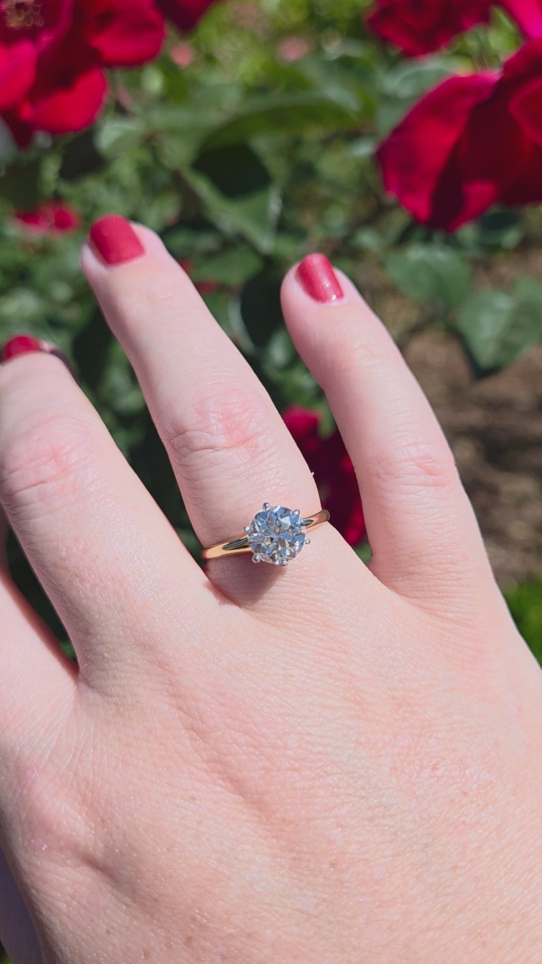 Antique GIA Certified 1.74ct Old European Cut Diamond Solitaire in 14k and Platinum