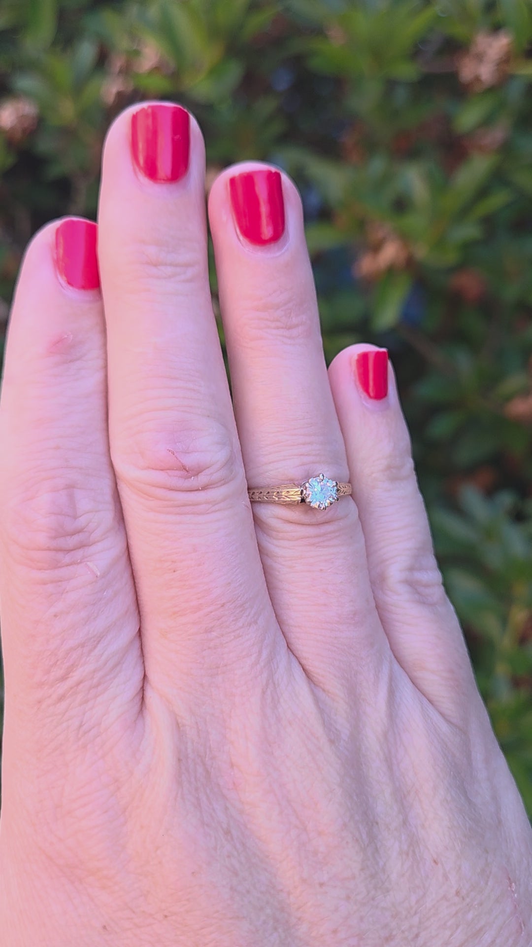 Art Deco Old European Cut Diamond Solitaire in 14k White and Yellow Gold