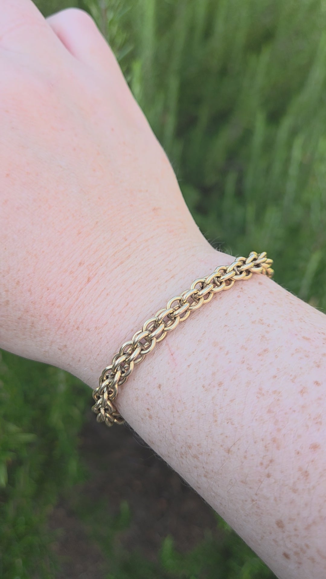 Vintage Double Rolo Chain Bracelet in 14k Yellow Gold 