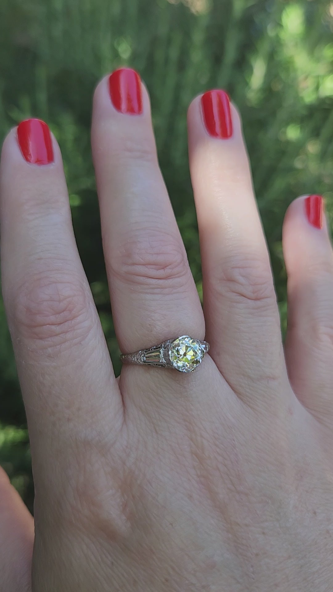 Art Deco GIA Certified 1.62ct Old European Cut Diamond Three Stone Ring in Platinum