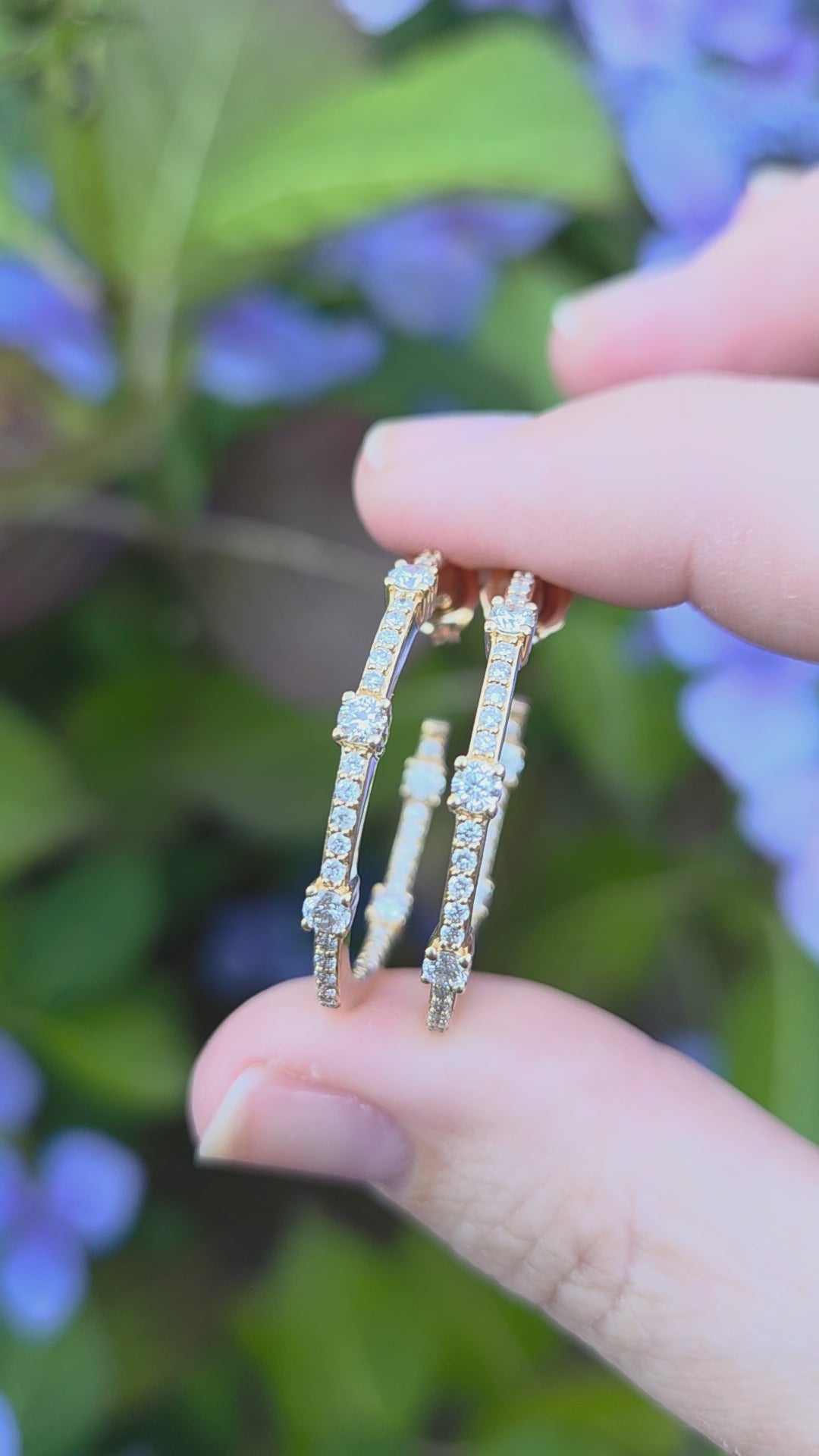Classic Diamond Inside Out Round Hoop Earrings in 14k Yellow Gold