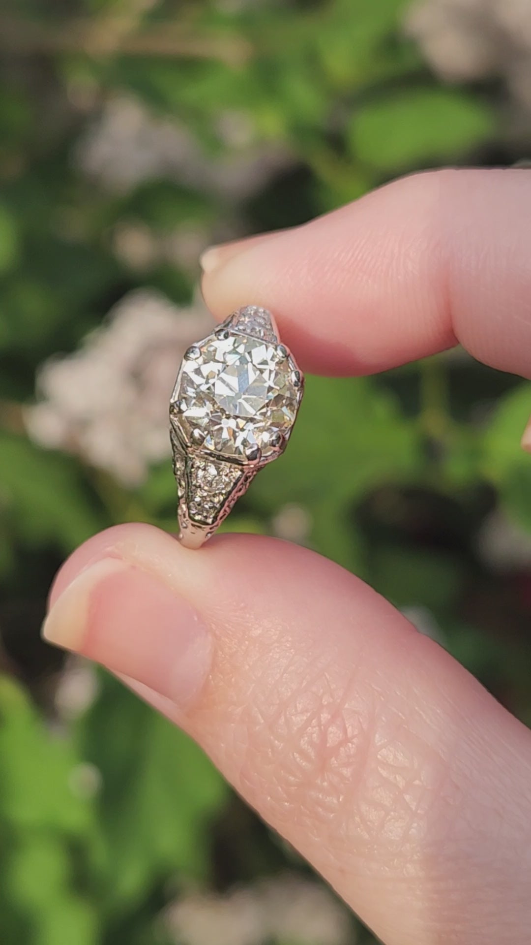 Art Deco GIA Certified 2.53ct Old European Cut Diamond Ring in Platinum