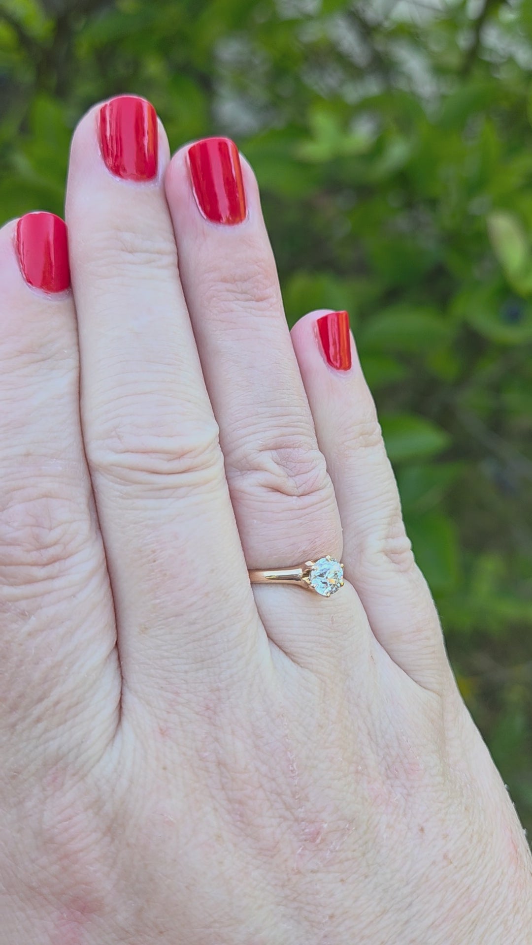 Antique Old European Cut Diamond Solitaire Ring in 14k Yellow Gold