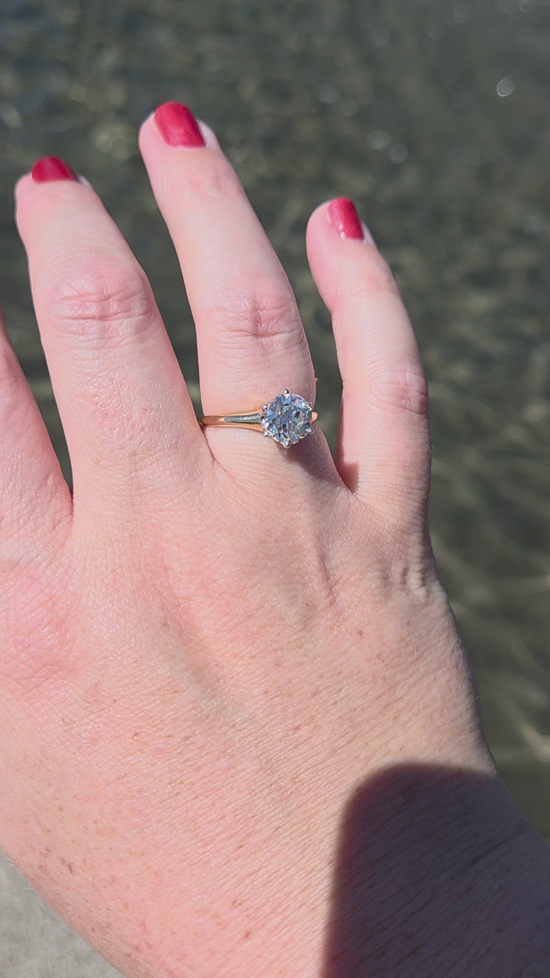 Antique GIA Certified 1.74ct Old European Cut Diamond Solitaire in 14k and Platinum