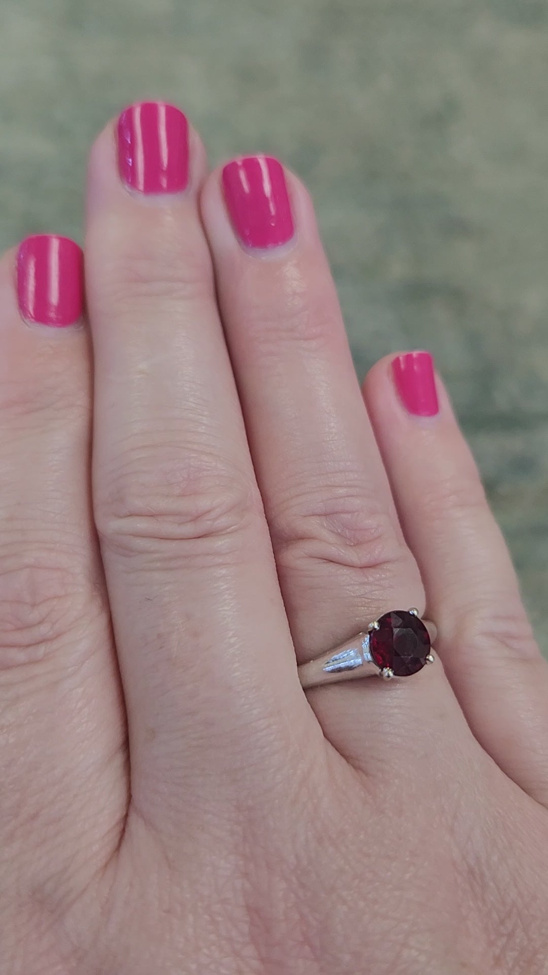 Classic Vintage Natural Deep Red Ruby Solitaire Ring in 14k White Gold