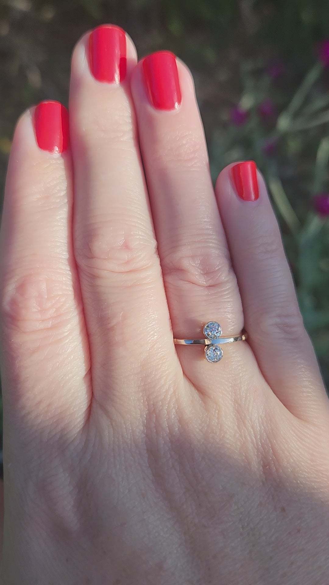 Edwardian Moi et Toi Old European Cut Diamond Ring in Platinum and 18k Gold