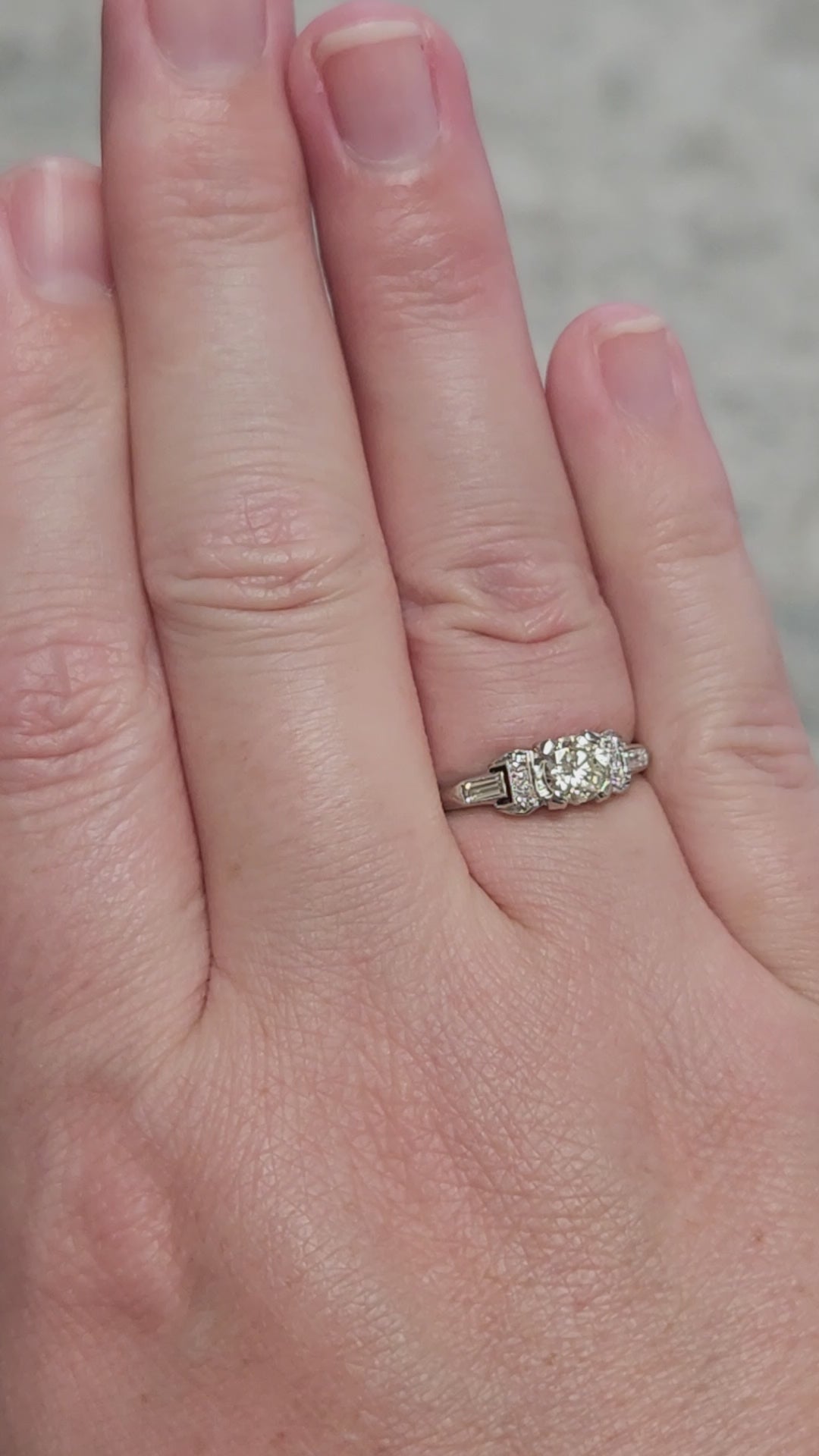 Late Art Deco Petite Diamond Engagement Ring in Platinum