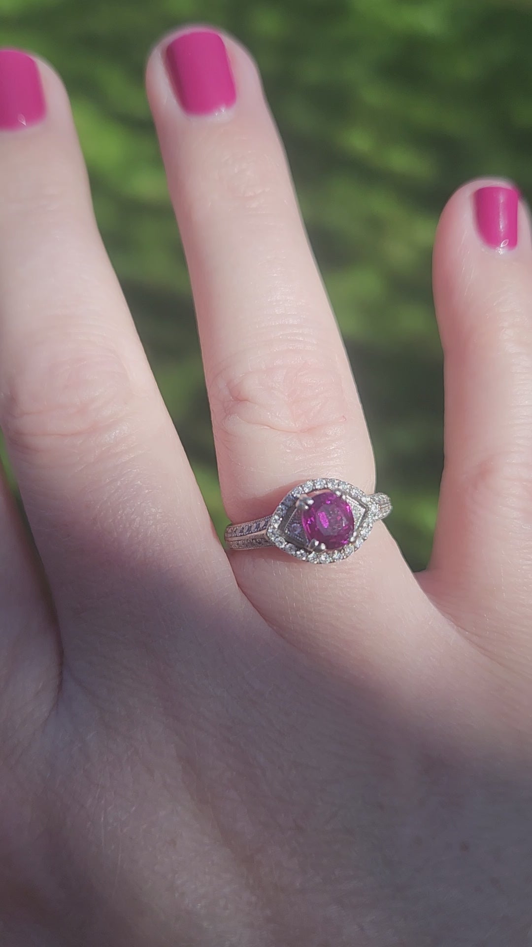 Delightful 1.76ctw Natural Purple Sapphire Ruby & Diamond Ring 18k Size 6.75