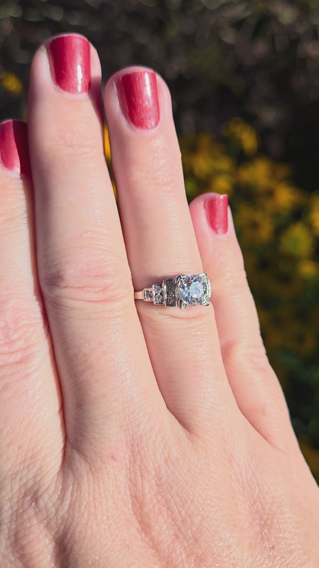 Art Deco GIA Certified Old European Cut Geometric Engagement Ring in Platinum