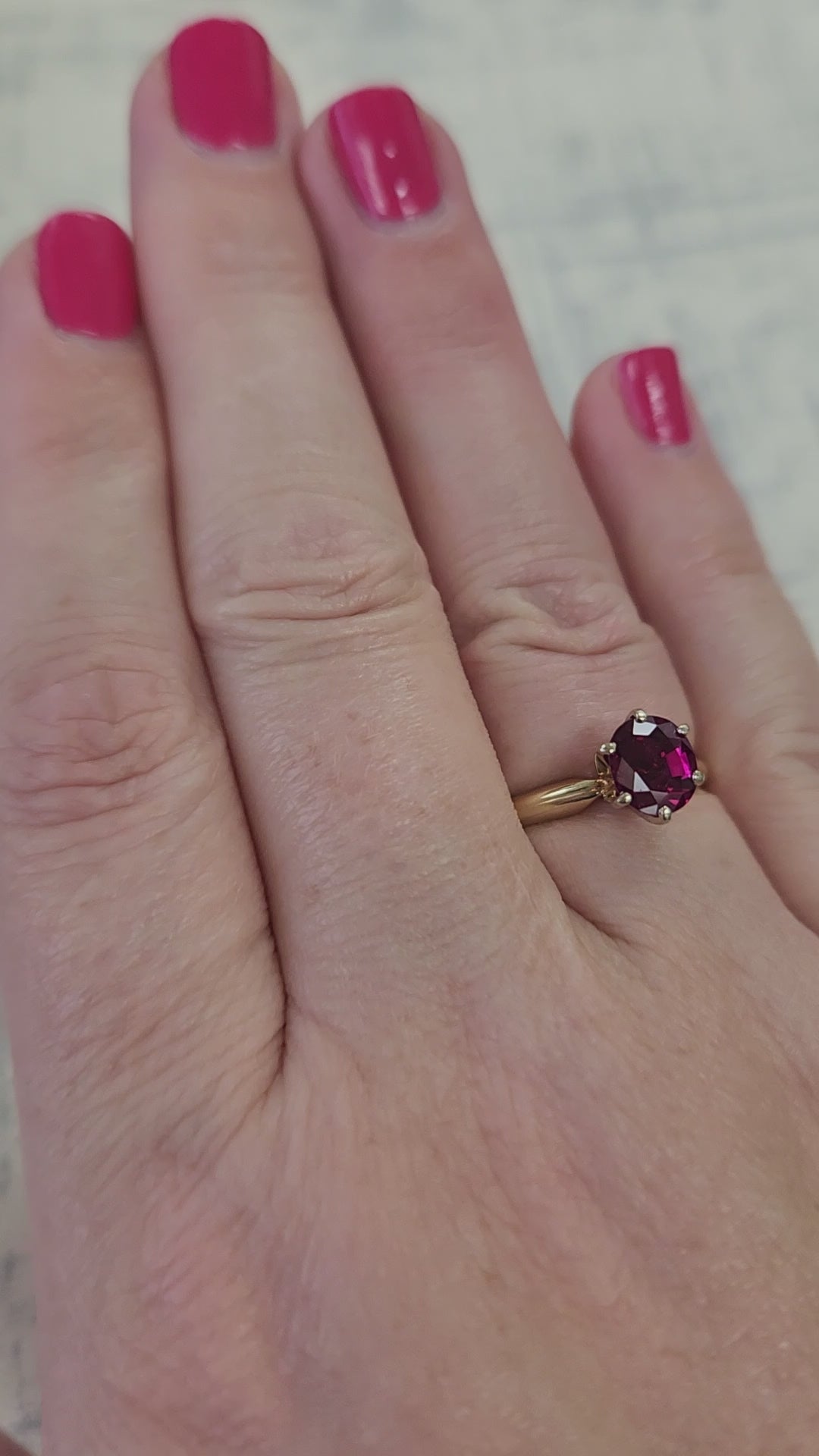 Rich Red Natural Ruby Solitaire Ring in 14k Yellow Gold