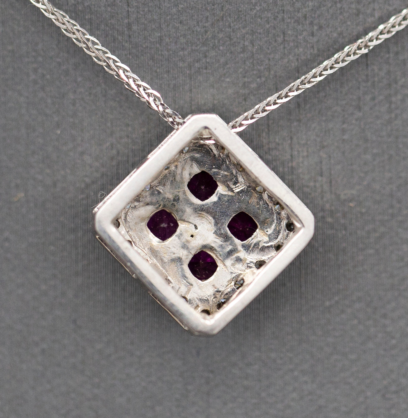 Handcrafted 1.00ctw Ruby and Diamond Pendant Necklace in 14K White Gold 18"