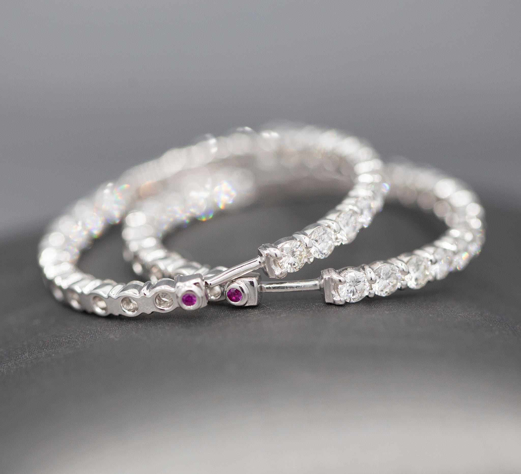 Roberto Coin 5.55ctw Diamond Inside Out Hoop Earrings 18k with Packaging