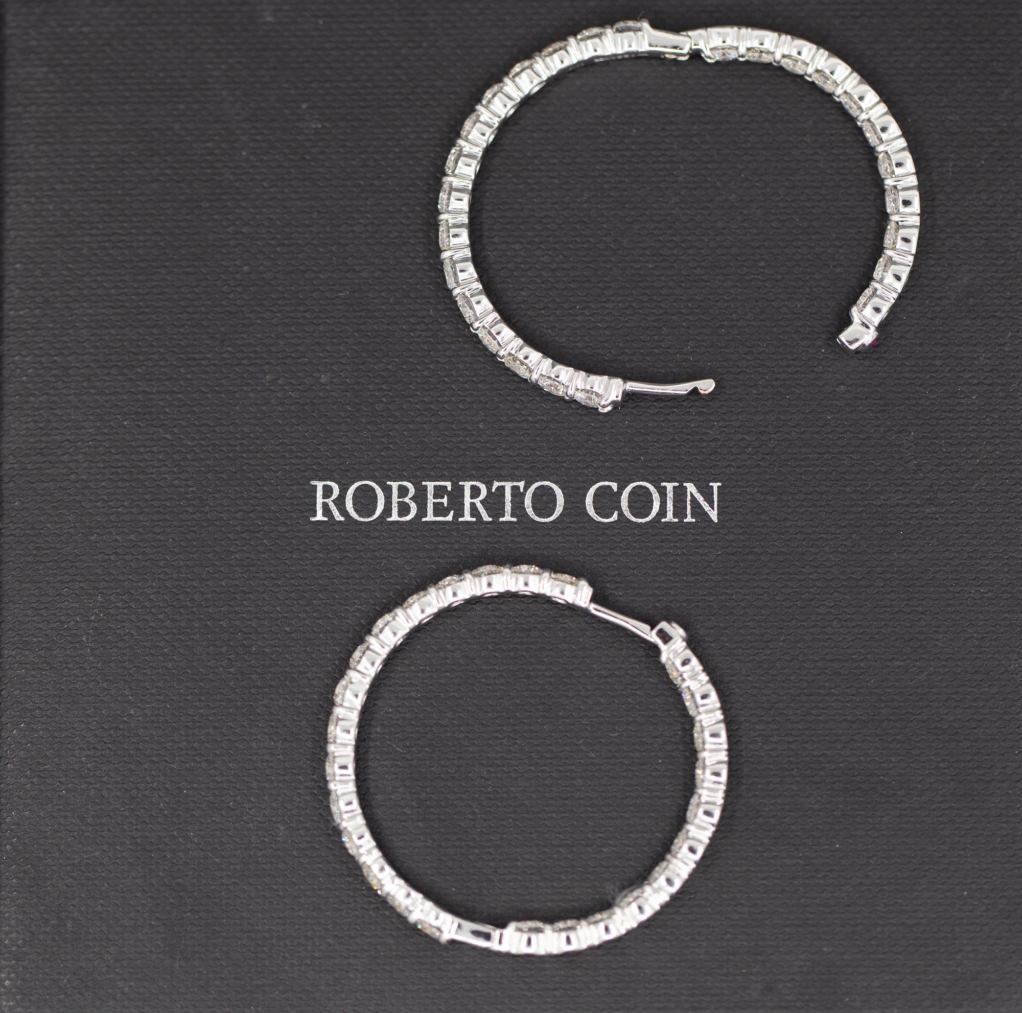 Roberto Coin 5.55ctw Diamond Inside Out Hoop Earrings 18k with Packaging