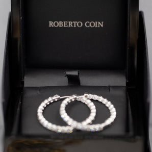 Roberto Coin 5.55ctw Diamond Inside Out Hoop Earrings 18k with Packaging
