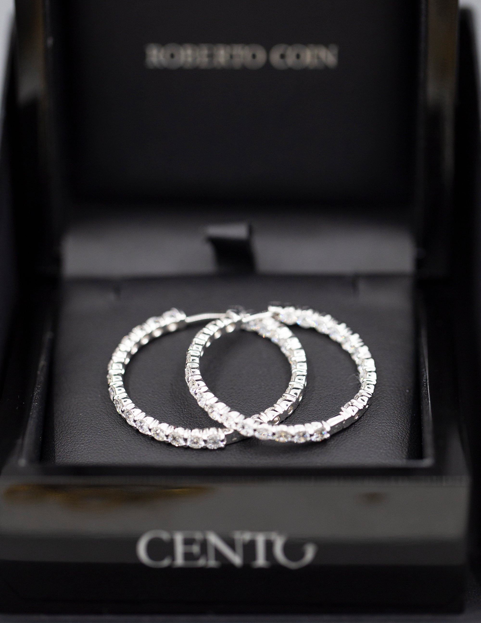 Roberto Coin 5.55ctw Diamond Inside Out Hoop Earrings 18k with Packaging