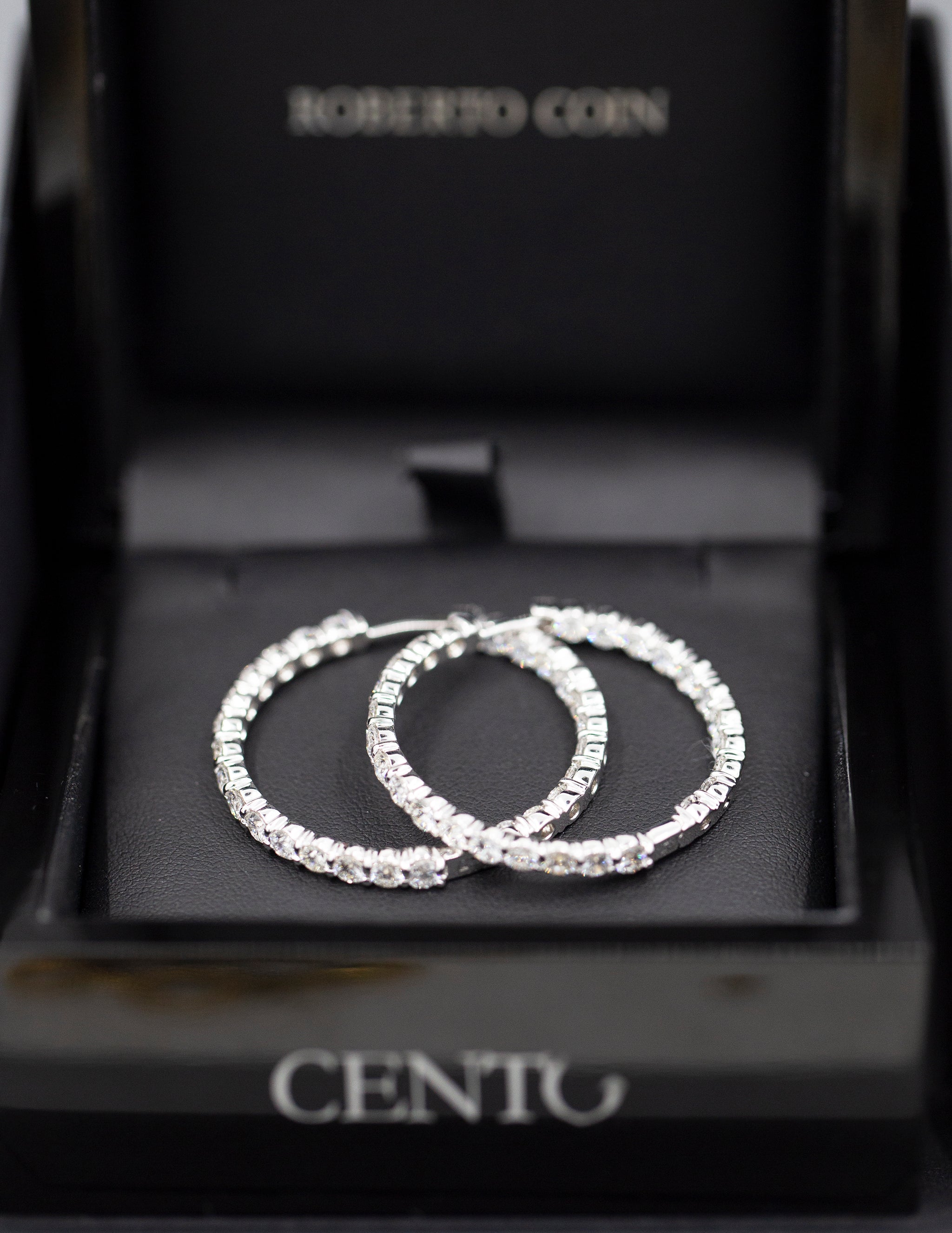 Roberto Coin 5.55ctw Diamond Inside Out Hoop Earrings 18k with Packaging