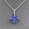 Stunning Brilliant Cut Natural Tanzanite and Diamond Pendant Necklace in 14k White Gold