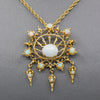 Radiant Victorian Revival Opal Dangle Brooch Pendant in Solid 14k Yellow Gold