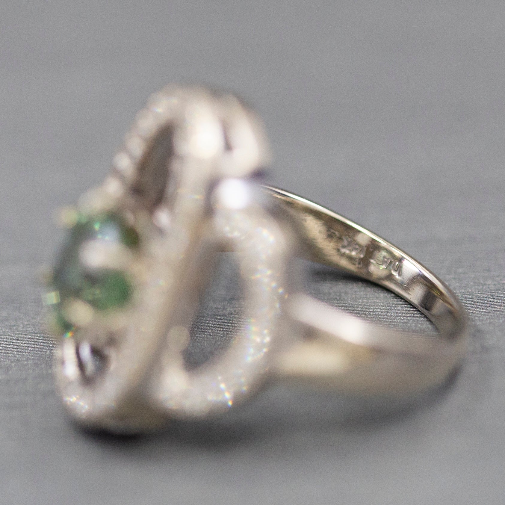 Gorgeous 3.02ctw Green Sapphire and Diamond Cocktail Ring in 14k White Gold