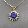 Lush Vivid Natural Tanzanite and Diamond Pendant Necklace in 14k Yellow Gold