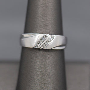 Handcrafted Channel Set Diamond Wedding Band Ring in 14k White Gold Unisex