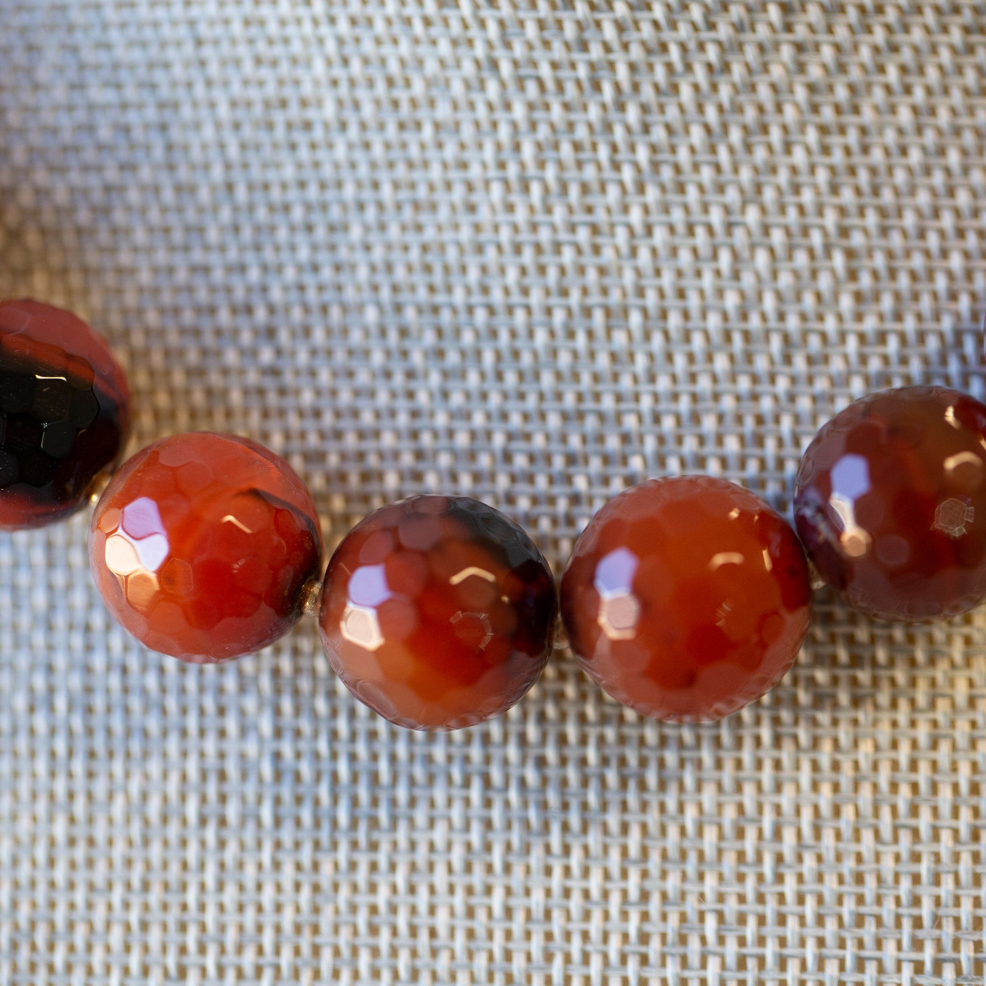 Handcrafted Faceted Carnelian Bead Graduated Necklace with Sterling Silver Toggle