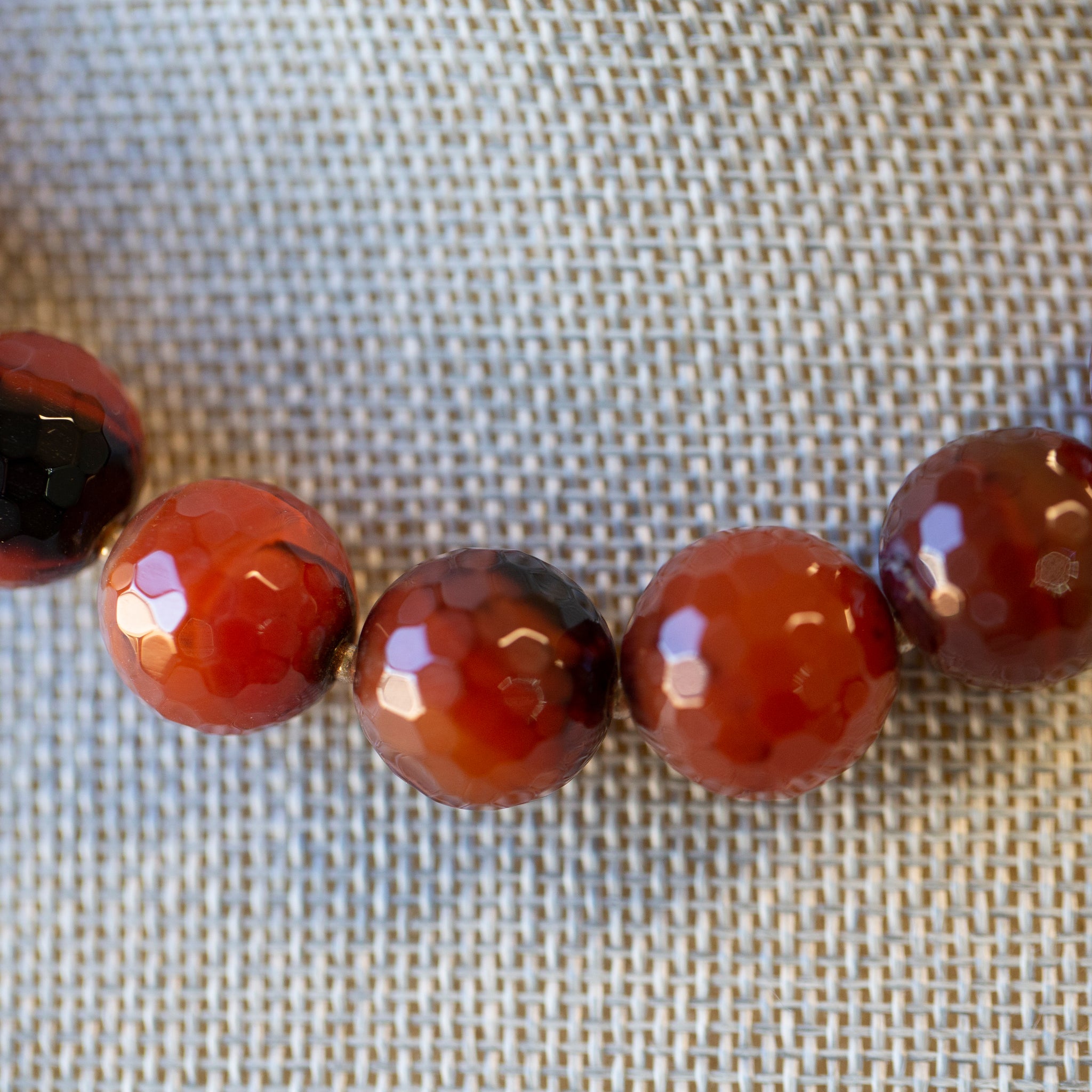Handcrafted Faceted Carnelian Bead Graduated Necklace with Sterling Silver Toggle