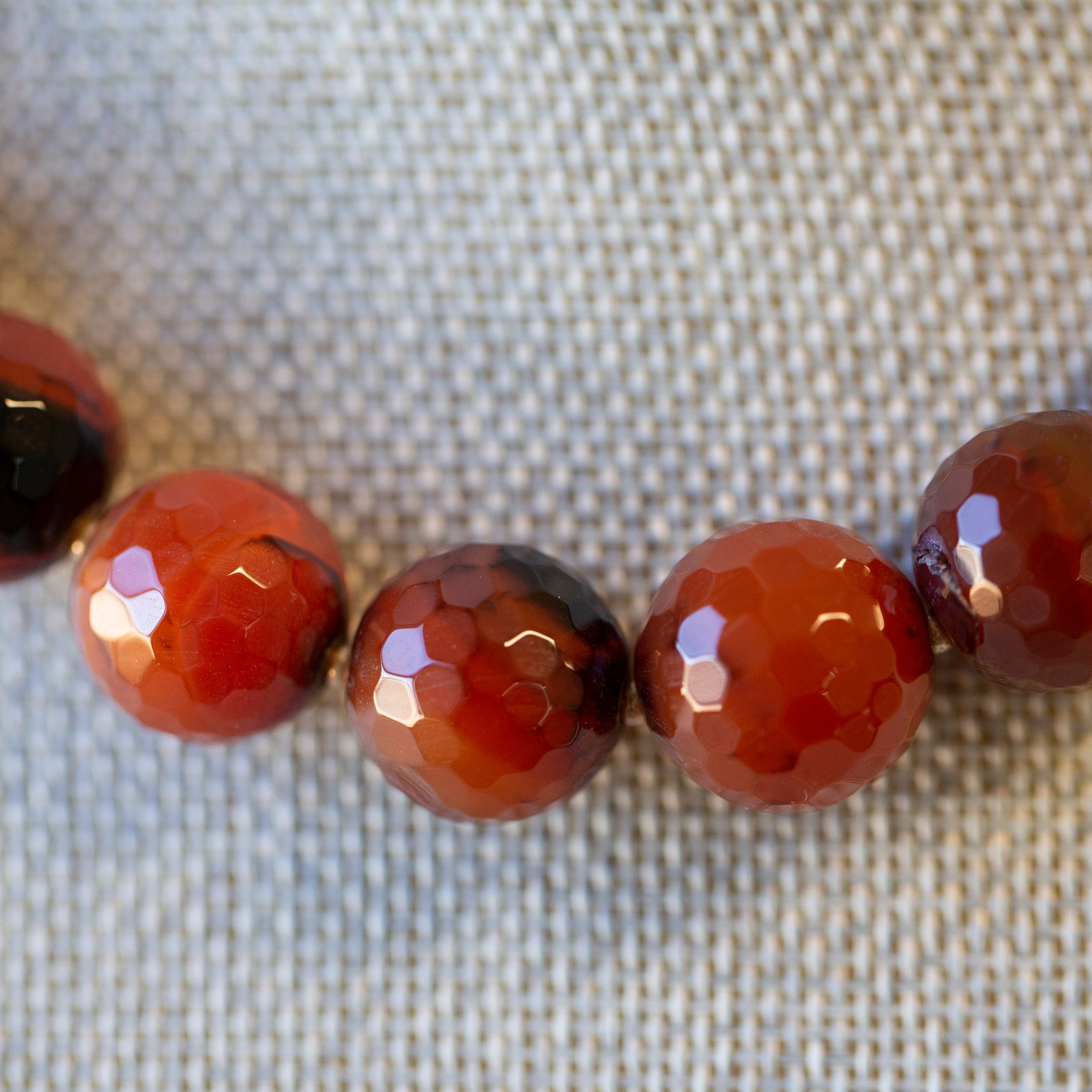 Handcrafted Faceted Carnelian Bead Graduated Necklace with Sterling Silver Toggle
